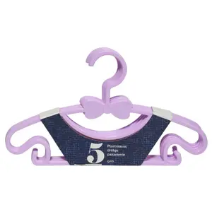 Plastic clothes hanger BESK 30×17 cm, pack of 5, pink