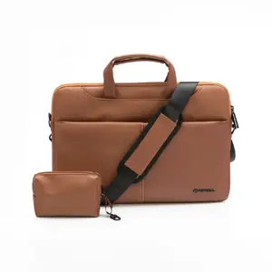 Сумка-мессенджер для ноутбука FORCELL 39,6 см (15,6"), коричневая, ручка и плечевой ремень