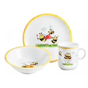 Children's 3-piece porcelain tableware set, Seltmann Weiden, bee motif