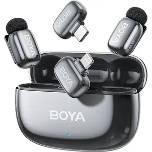 Bezvadu mikrofons Boya mini 2-01, Lightning un USB-C, pelēks