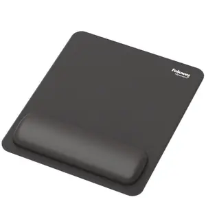 Fellowes Breyta mouse pad with wrist rest — ergonomic mouse mat, 240×200 mm, black, antibacterial protection, non-slip base