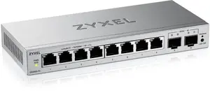 Управляемый L2 гигабитный коммутатор Zyxel GS1200-10v3 — 8x Gigabit (10/100/1000), 20 Гбит/с, MAC 4000, настольный, серый
