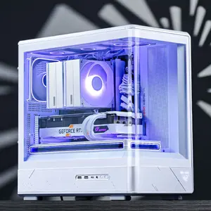 Jonsbo D200 white mATX mid-tower case with tempered glass and Mini Temp display
