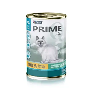 Влажный корм для кошек PUPIL Prime с лососем и форелью, полноценный для взрослых, 400 г, без зерна, без глютена, без сахара