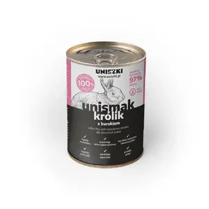Консервы для собак UNISZKI Unismak Królik 400 г — рецепт с кроликом, полноценный корм для взрослых собак
