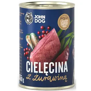 Влажный корм для собак john dog BERRY Adult телятина с клюквой 800 г — монопротеин, полнорационный, банка