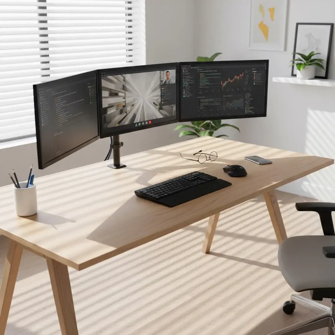 Monitoru stiprinājums MACLEAN MC-137 — priekš 3 monitoriem 17"–27" Photo 2