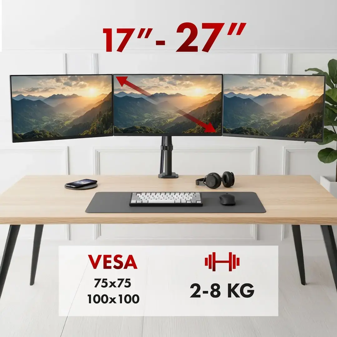 Monitoru stiprinājums MACLEAN MC-137 — priekš 3 monitoriem 17"–27" Photo 16