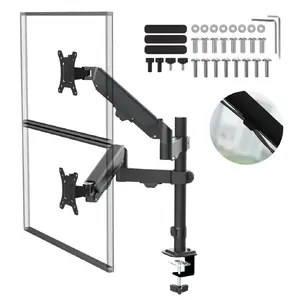 Monitor mount MACLEAN MC-136 gas spring for 2 monitors 17"–32", 2–10 kg, VESA 75x75, black