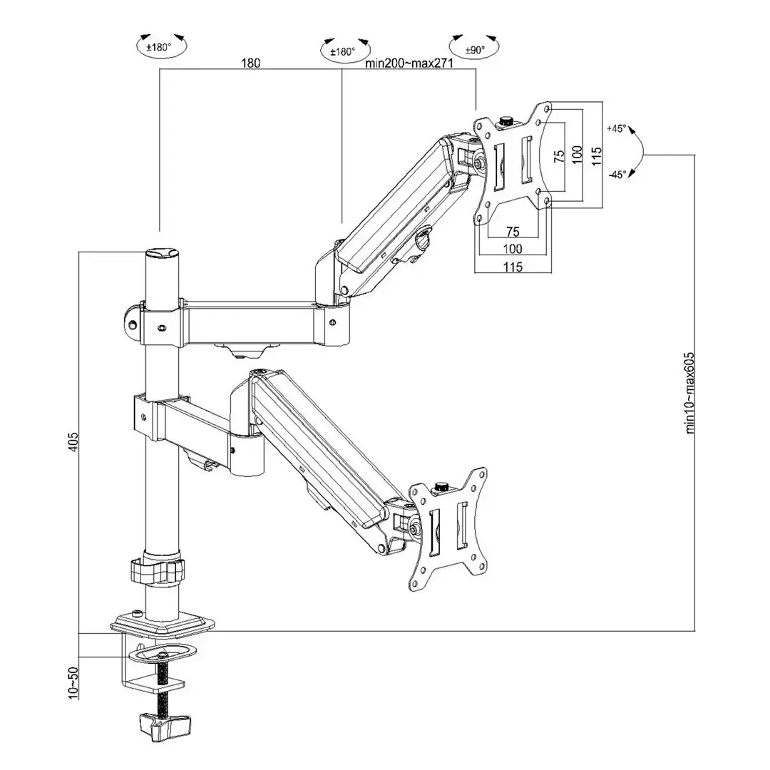 Monitor mount MACLEAN MC-136 for 2 monitors 17"–32" Photo 10