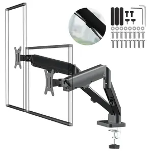 Monitor mount MACLEAN MC-134 gas spring dual-arm for 2 monitors 17"–32", 2–10 kg each, VESA 75x75, black