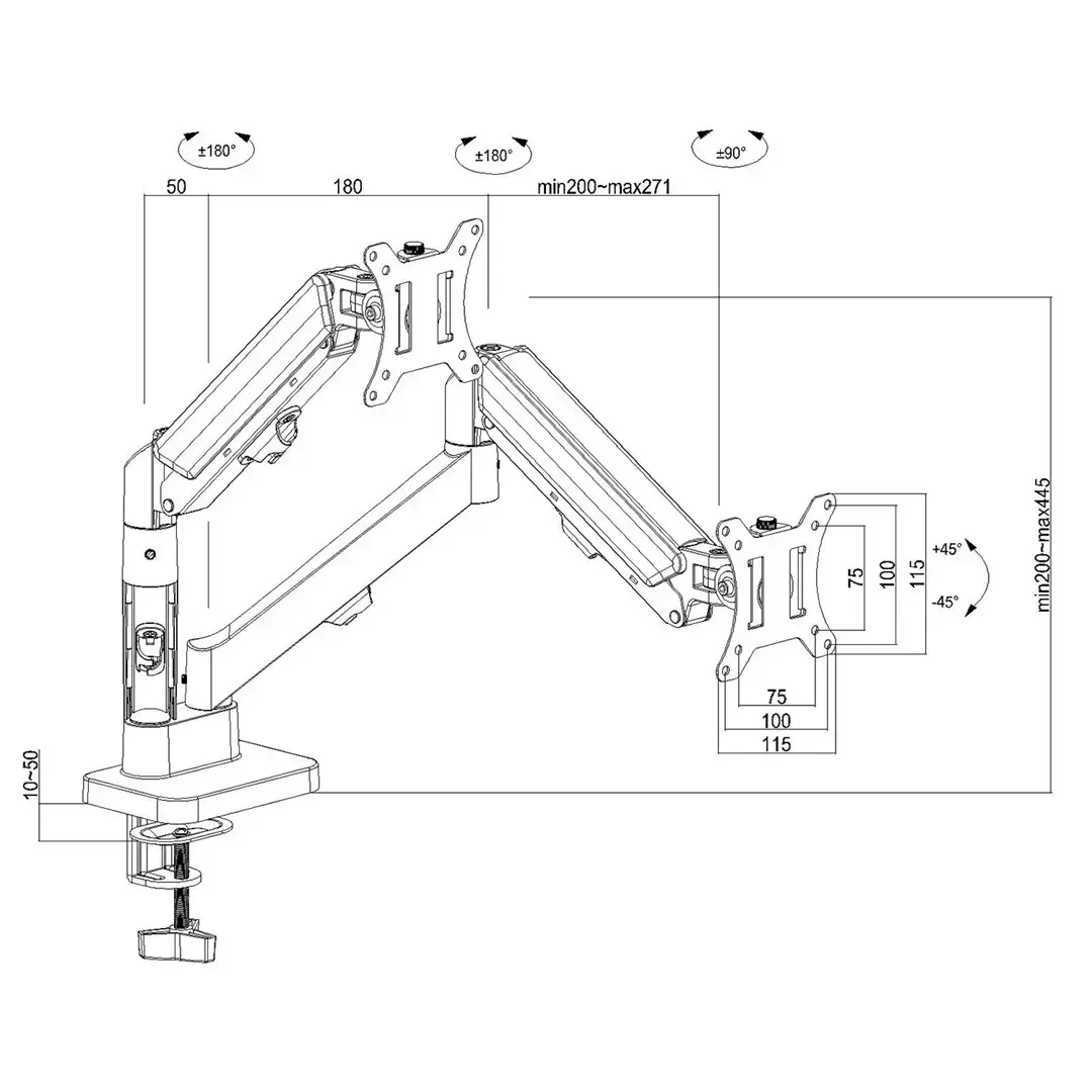 Monitor mount MACLEAN MC-134 dual-arm for 2 monitors Photo 8