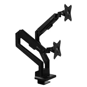 Monitor mount Arozzi AZ-ALZARE-NEO-DUO-BK — dual arm, up to 32" (81.3 cm), 18 kg total capacity, VESA 75x75–100x100, black