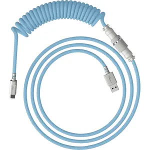 USB-C Coiled Cable by HyperX, Light Blue-White, 1.37 m, pack of 2
