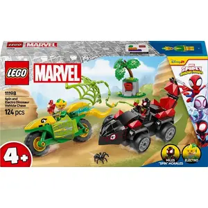 LEGO Marvel набор преследование с динозавром и Электро 11198 — игровой набор с минифигурками и собираемым транспортом