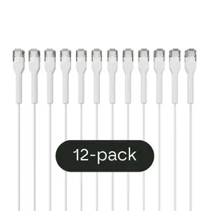 Broadbe Slim Patch Cable 5G White 0.1 m — 12-pack, flat slim Ethernet patch cord