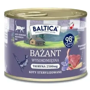 Влажный корм для кошек BALTICA Adult с фазаном, банка 185 г, полноценный корм, белок 14,3%, влажность 73%