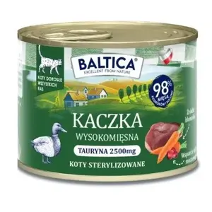 Влажный корм для кошек BALTICA adult Duck 185 г — полноценный в банке для взрослых аллергических кошек, белок 12.1%, влажность 73.9%