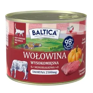 Влажный корм для кошек BALTICA взрослым говядина с печенью 185 г, полнорационный без зерна в банке