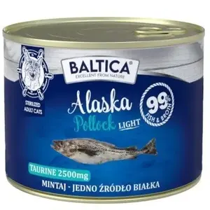 Wet cat food BALTICA Excellent Alaska Pollock (Mintaj) LIGHT — 185 g, monoprotein, 11.9% protein, 3.1% fat