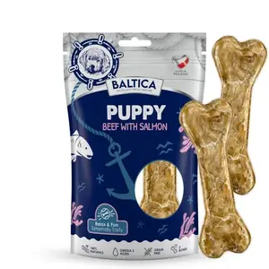 Dog chew snack BALTICA EXCELLENT Bone Snack Puppy Beef & Salmon, 150 g, 2 pcs, junior, reduces tartar