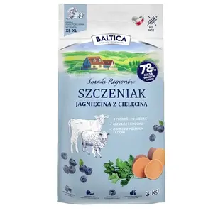 Сухой корм для щенков BALTICA Szczeniak Jagnięcina z cielęciną S/L/XL 3 кг — ягнёнок и телятина, 30% белка, 16% жира