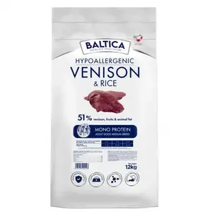 Сухой корм для собак BALTICA Hypoallergenic Venison & Rice M для средних пород 12 кг, 28% белка, 15% жира, без глютена и сои