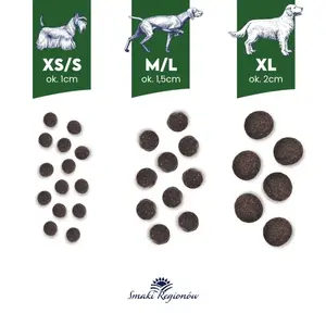 Mitrā suņu barība BALTICA Kaczka z gruszką XS/S 1 kg — pīle ar bumbieri, pilnvērtīga diēta maziem pieaugušiem suņiem
