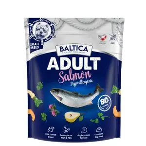 Dry dog food BALTICA Adult Salmon Hypoallergenic XS/S 1 kg — small breeds, 28% protein, 15% fat, gluten-free