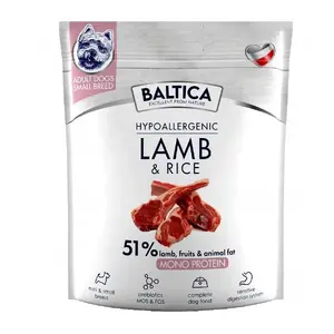 Сухой корм для собак BALTICA Hypoallergenic Lamb & Rice XS/S 1 кг — полный корм для взрослых мелких пород, 28% белка, 15% жира