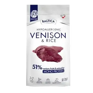 Сухой корм для собак BALTICA Hypoallergenic Venison & Rice M — 3 кг, взрослые средние породы, 28% белка, 15% жира