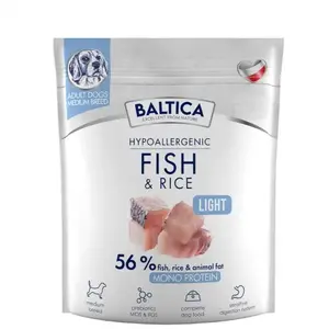 Сухой корм для собак BALTICA Hypoallergenic Fish & Rice Light M 1 кг — взрослым средним породам, 22% белка, 7% жира
