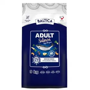 Сухой корм для собак BALTICA EXCELLENT Adult Salmon Hypoallergenic M 9 кг — полный сухой корм, 28% белка, 15% жира