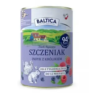 Влажный корм для щенков BALTICA Szczeniak Indyk-Królik 400 г — индейка и кролик, полнорационный