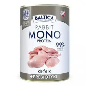 Корм влажный для собак BALTICA Rabbit 99% с пребиотиками, однопротеиновая кроличья формула, 400 г, для взрослых, без зерна