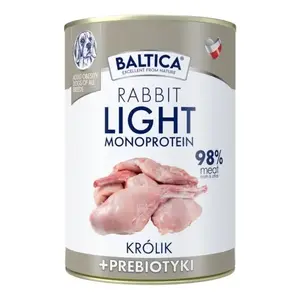 Влажный корм для собак BALTICA Rabbit Light 400 г — сниженный жир на 15%, банка 400 г, взрослым, с кроликом