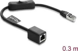 Network patch cable DELOCK RJ45 Cat.6 F/UTP 0.3 m with integrated switch and boot, shielded