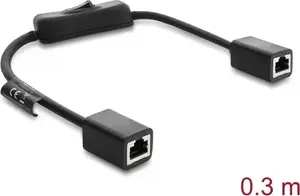 DELOCK патч‑кабель RJ45 Cat.6 F/UTP 0,3 м с выключателем, синий—синий