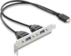 Internal USB Type-E Key B adapter card DELOCK 67346 — 2× USB-A 5 Gbps with slot bracket