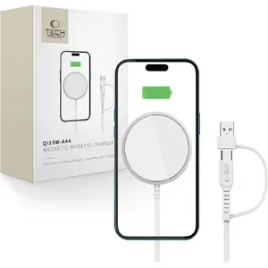 Wireless MagSafe Magnetic Charger Tech-Protect QI15W-A44 — 15W Qi Magnetic Wireless Charger, White