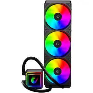 RAMPAGE INFINITE V360 360mm ARGB liquid CPU cooler with temperature gauge, black
