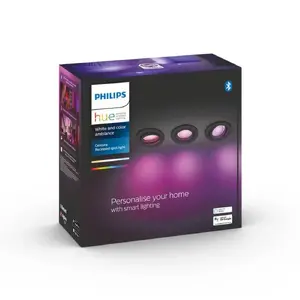 Philips Hue Xamento viedais iebūvējamais griestu prožektors White and Color Ambiance Bluetooth melns 3 gab. 929003812701