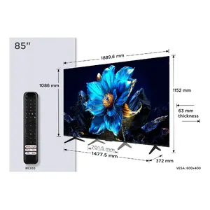 Smart TV TCL P7K 85P7K 85" (2,16 м) QLED 4K Ultra HD, 450 кд/м², PPI 3400, Wi‑Fi, DVB‑C/S2/T2, металлический