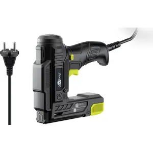 Nerokeres/stapļu pistole Goobay Tools 77820, AC 70 W, 220–240 V, 20 šāv./min, skavas 6–14 mm, 400 skavas/100 naglu, melni/dzeltena