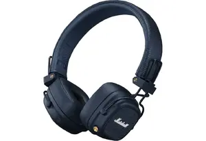 Pārgalvas Bluetooth austiņas MARSHALL Major V Midnight Blue — 40 mm skaļruņi, Bluetooth 5.3, 100+ h akumulators, atbalsts 3.5 mm