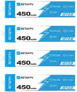 BETAFPV 1S HV LiPo Battery Pack BT2.0 450mAh 30C (4 pcs)