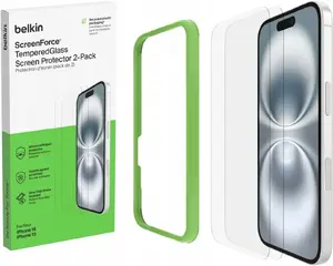 Aizsargstikls Belkin ScreenForce stiprināts stikls iPhone 16/15, 2 gab. (OVA143ZZ)