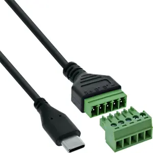 InLine 92504E USB-C to 5-pin Terminal Block Cable Male to Female 1 m Black Green