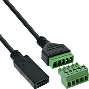 InLine 92504F Wire Connector USB-C to 5-Pin Terminal Block Black Green 1m