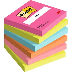 Self-adhesive note paper pad 3M 654-6-POP Square 76×76 mm Multicolour 100 sheets